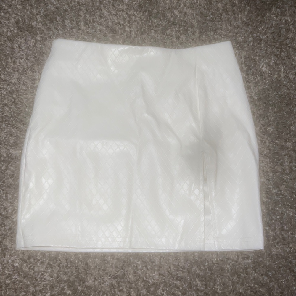 faux leather white skirt